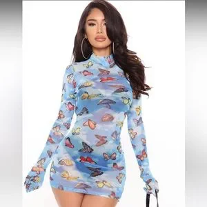 Fashion Nova | Dresses | Mesh Butterfly Gloved Mini Dress | Poshmark